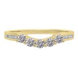 0.35 Carat (cttw) Round Lab Grown Diamond Ladies 5 Stone Wedding Guard Ring 1/3 CT 14K Yellow Gold
