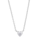0.05 Carat (cttw) Round Lab Grown White Diamond Ladies Solitaire Heart Pendant (Silver Chain Included) 10K White Gold