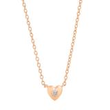 0.05 Carat (cttw) Round Lab Grown White Diamond Ladies Solitaire Heart Pendant (Gold Chain Included) 10K Rose Gold