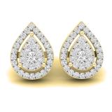 0.65 Carat (cttw) Round Lab Grown White Diamond Ladies Pear Shaped Stud Earrings 14K Yellow Gold