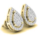 0.65 Carat (cttw) Round Lab Grown White Diamond Ladies Pear Shaped Stud Earrings 14K Yellow Gold