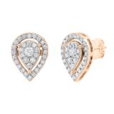 0.65 Carat (cttw) Round Lab Grown White Diamond Ladies Pear Shaped Stud Earrings 18K Rose Gold