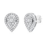 0.65 Carat (cttw) Round Lab Grown White Diamond Ladies Pear Shaped Stud Earrings 18K White Gold