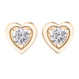 0.80 Carat (cttw) Round Lab Grown White Diamond Ladies Solitaire Heart Shaped Stud Earrings 18K Rose Gold