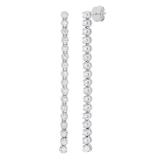 0.80 Carat (cttw) Round Lab Grown White Diamond Ladies Linear Bar Drop Earrings 10K White Gold