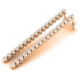 0.80 Carat (cttw) Round Lab Grown White Diamond Ladies Linear Bar Drop Earrings 18K Rose Gold