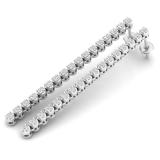 0.80 Carat (cttw) Round Lab Grown White Diamond Ladies Linear Bar Drop Earrings 18K White Gold