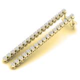 0.80 Carat (cttw) Round Lab Grown White Diamond Ladies Linear Bar Drop Earrings 18K Yellow Gold