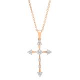 0.25 Carat (cttw) Round lab Grown White Diamond Ladies Cross Pendant 1/4 CT 18K Rose Gold