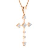0.25 Carat (cttw) Round lab Grown White Diamond Ladies Cross Pendant 1/4 CT 18K Rose Gold
