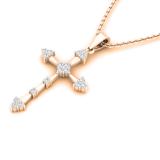 0.25 Carat (cttw) Round lab Grown White Diamond Ladies Cross Pendant 1/4 CT 18K Rose Gold