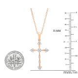0.25 Carat (cttw) Round lab Grown White Diamond Ladies Cross Pendant 1/4 CT 18K Rose Gold