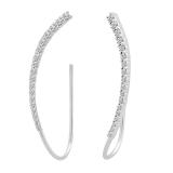 0.60 Carat (cttw) Round Lab Grown White Diamond Ladies Curved Crawler Earrings Sterling Silver