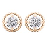 1.80 Carat (cttw) Round Lab Grown White Diamond Ladies Beaded Style Solitaire Stud Earrings 10K Rose Gold