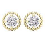 1.80 Carat (cttw) Round Lab Grown White Diamond Ladies Beaded Style Solitaire Stud Earrings 18K Yellow Gold