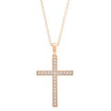 0.32 Carat (ctw) Round Lab Grown Diamond Ladies Religious Cross Pendant 1/3 CT 10K Rose Gold
