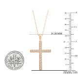 0.32 Carat (ctw) Round Lab Grown Diamond Ladies Religious Cross Pendant 1/3 CT 10K Rose Gold