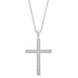 0.32 Carat (ctw) Round Lab Grown Diamond Ladies Religious Cross Pendant 1/3 CT 10K White Gold