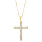 0.32 Carat (ctw) Round Lab Grown Diamond Ladies Religious Cross Pendant 1/3 CT 10K Yellow Gold