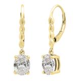 2.10 Carat (ctw) Oval Lab Grown Diamond Ladies Twisted Drop Earring 10K Yellow Gold