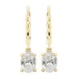 2.10 Carat (ctw) Oval Lab Grown Diamond Ladies Twisted Drop Earring 10K Yellow Gold