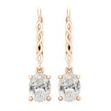 2.10 Carat (ctw) Oval Lab Grown Diamond Ladies Twisted Drop Earring 18K Rose Gold