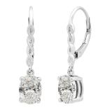 2.10 Carat (ctw) Oval Lab Grown Diamond Ladies Twisted Drop Earring 18K White Gold