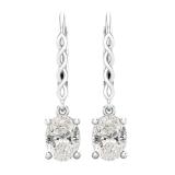 2.10 Carat (ctw) Oval Lab Grown Diamond Ladies Twisted Drop Earring 18K White Gold