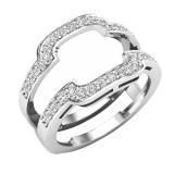 0.45 Carat (ctw) Round Lab Grown Diamond Ladies Guard Double Wedding Band 1/2 CT 10K White Gold
