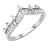 0.20 Carat (ctw) Round Lab Grown Diamond Ladies Chevron Wedding Band 1/5 CT 10K White Gold