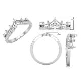 0.20 Carat (ctw) Round Lab Grown Diamond Ladies Chevron Wedding Band 1/5 CT 10K White Gold