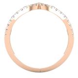 0.20 Carat (ctw) Round Lab Grown Diamond Ladies Chevron Wedding Band 1/5 CT 18K Rose Gold