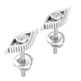 0.03 Carat (ctw) Round Lab Grown White Diamond Evil Eye Solitaire Stud Earrings Sterling Silver