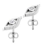 0.03 Carat (ctw) Round Lab Grown White Diamond Evil Eye Solitaire Stud Earrings Sterling Silver
