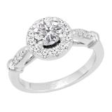 1.70 Carat (ctw) Round Lab Grown Diamond Ladies Bridal Halo Style Engagement Ring 10K White Gold