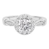 1.70 Carat (ctw) Round Lab Grown Diamond Ladies Bridal Halo Style Engagement Ring 10K White Gold