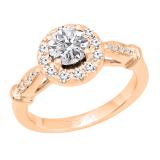 1.70 Carat (ctw) Round Lab Grown Diamond Ladies Bridal Halo Style Engagement Ring 18K Rose Gold