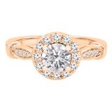 1.70 Carat (ctw) Round Lab Grown Diamond Ladies Bridal Halo Style Engagement Ring 18K Rose Gold