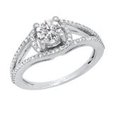 1.05 Carat (ctw) Round Lab Grown Diamond Ladies Split Shank Engagement Ring 1 CT 10K White Gold