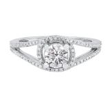 1.05 Carat (ctw) Round Lab Grown Diamond Ladies Split Shank Engagement Ring 1 CT 10K White Gold