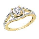 1.05 Carat (ctw) Round Lab Grown Diamond Ladies Split Shank Engagement Ring 1 CT 10K Yellow Gold