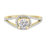 1.05 Carat (ctw) Round Lab Grown Diamond Ladies Split Shank Engagement Ring 1 CT 10K Yellow Gold