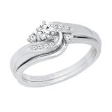 0.37 Carat (ctw) Round Lab Grown White Diamond Frame Bypass Bridal Wedding Set 18K White Gold