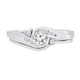 0.37 Carat (ctw) Round Lab Grown White Diamond Frame Bypass Bridal Wedding Set 18K White Gold