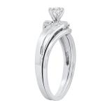 0.37 Carat (ctw) Round Lab Grown White Diamond Frame Bypass Bridal Wedding Set 18K White Gold