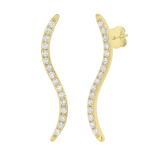 0.30 Carat (ctw) Round Lab Grown Diamond Ladies Crawler Climber Earrings 1/3 CT 14K Yellow Gold