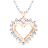 0.95 Carat (ctw) Round Lab Grown Diamond Ladies Heart Pendant 1 CT 18K Rose Gold