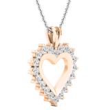 0.95 Carat (ctw) Round Lab Grown Diamond Ladies Heart Pendant 1 CT 18K Rose Gold
