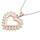 0.95 Carat (ctw) Round Lab Grown Diamond Ladies Heart Pendant 1 CT 18K Rose Gold