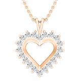 0.95 Carat (ctw) Round Lab Grown Diamond Ladies Heart Pendant 1 CT 18K Rose Gold